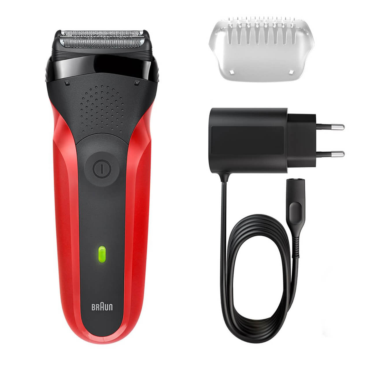 Braun Electric Shaver, Series 3, Red with protection cap, 300s